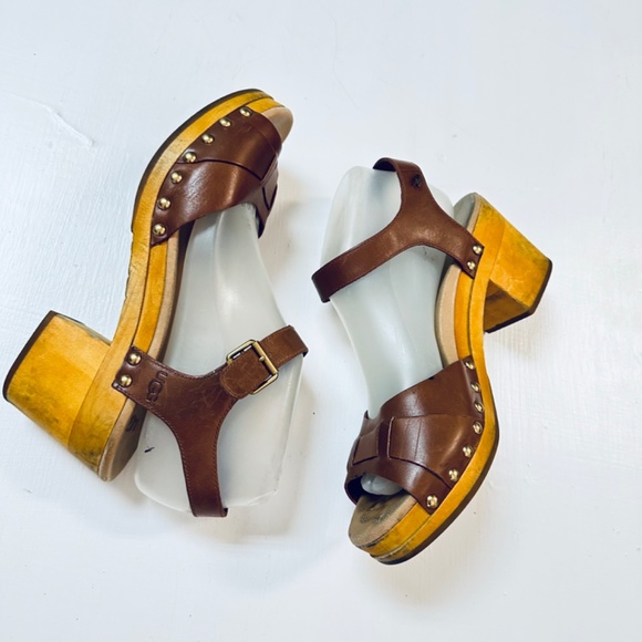 Sandalias UGG Clog “Janie” Leather & Wood talla 9 braw - Picture 8 of 8